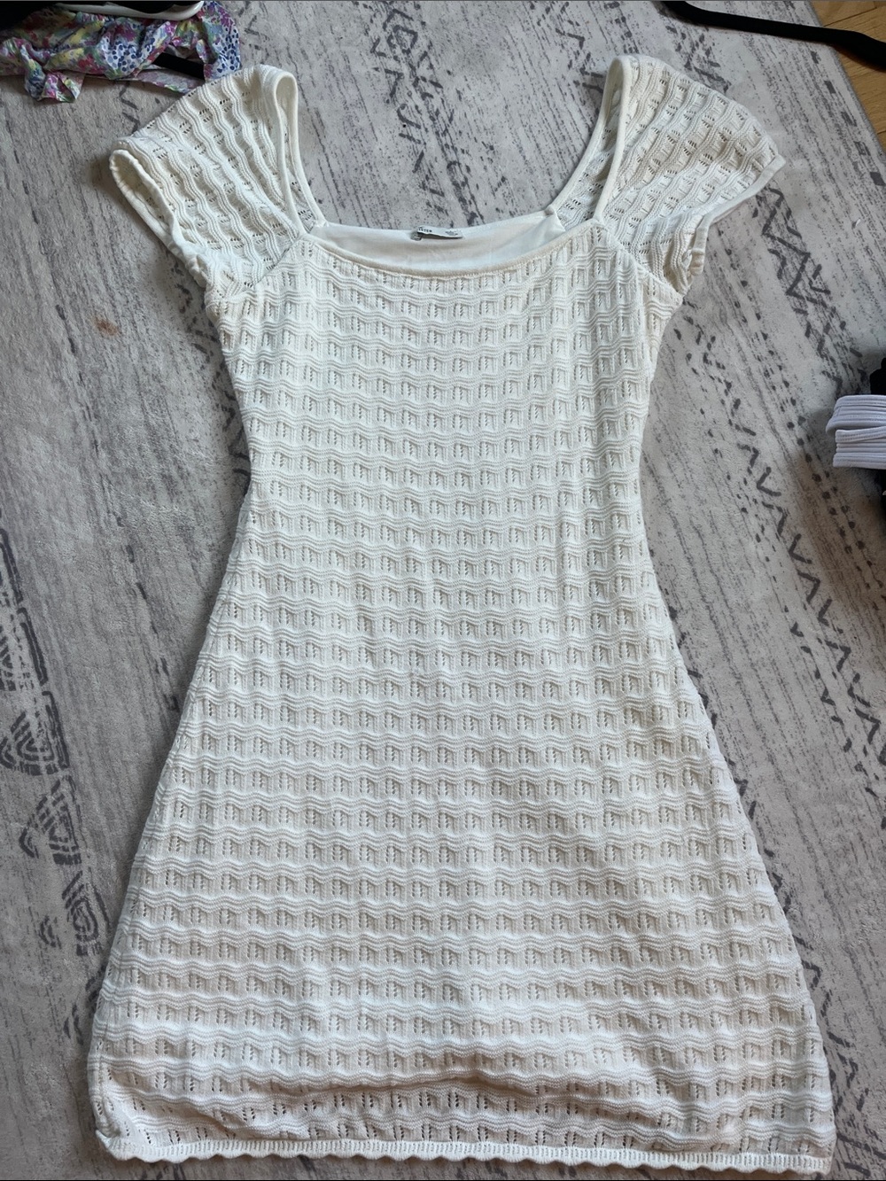 Classic White Knit Fit-and-Flare Dress